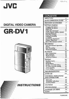 JVC GR DV 1 manual. Camera Instructions.